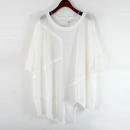 XITAO Irregular Sexy T Shirt Women Fashion Thin White Black Pullover Goddess Fan Casual Style Loose Minority Tee Top DZL1184